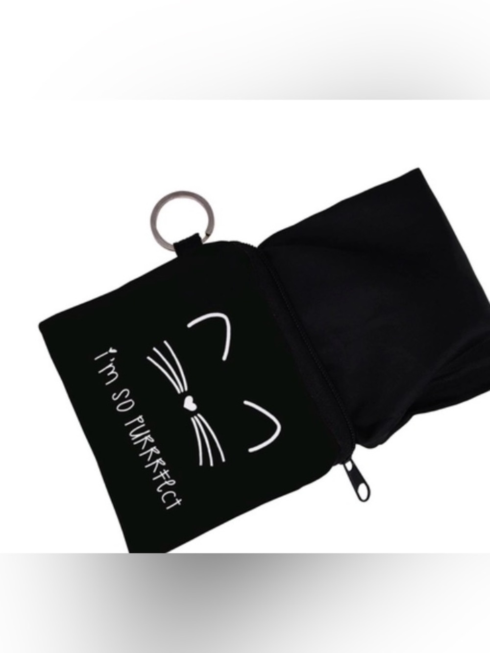 Black 'I'm So Purrfect' Cat Wristlet or Coin Pouch